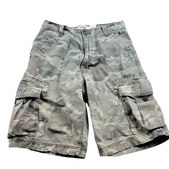 Levis Cargo Shorts Mens 32 Green Camo Utlity Multi Pocket - Picture 1 of 6